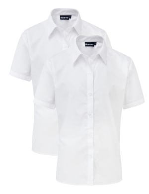 Banner Slim Fit Short Sleeve BTN Blouse 2pk - White